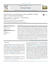Severely Deficient Autobiographical Memory (SDAM)