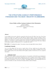 The Structure-Conduct-Performance Paradigm and the Beer Industry in Zimbabwe