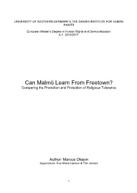 Can Malmö Learn from Freetown? Comparing the Promotion and Protection of Religious Tolerance