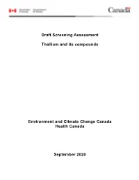 Draft Screening Assessment Thallium and Its Compounds Environment