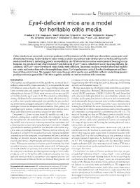 Eya4-Deficient Mice Are a Model for Heritable Otitis Media Frederic F.S