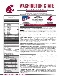 Game Notes Vs. Simon Fraser