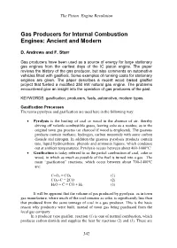 Gas Producers for Internal Combustion Engines: Ancient and Modern