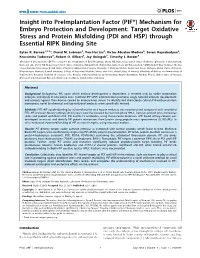 Insight Into Preimplantation Factor (PIF*) Mechanism for Embryo