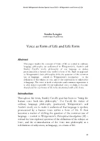 Voice As Form of Life and Life Form