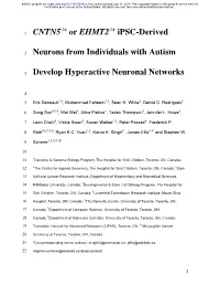 CNTN5-/+ Or EHMT2-/+ Ipsc-Derived Neurons from Individuals With