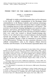 PIERRE VIRET on the SABBATH COMMANDMENT Although In