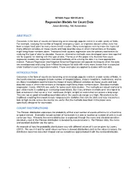 Regression Models for Count Data Jason Brinkley, Abt Associates