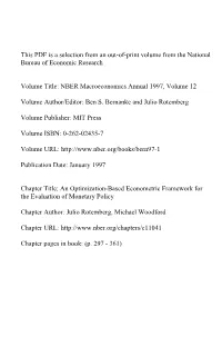 An Optimization-Based Econometric Framework for the Evaluation of Monetary Policy