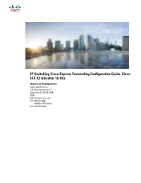 IP Switching Cisco Express Forwarding Configuration Guide, Cisco IOS XE Gibraltar 16.10.X Americas Headquarters Cisco Systems, Inc