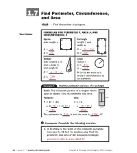 1.7 Find Perimeter, Circumference, and Area