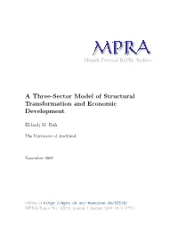 A Three-Sector Model of Structural Transformation and Economic Development