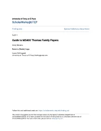 Guide to MS400 Thomas Family Papers