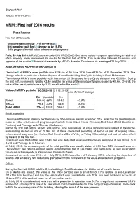 MRM : First Half 2016 Results