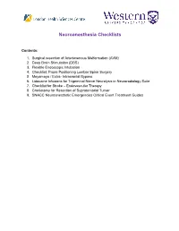 Neuroanesthesia Checklists