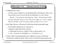 Philosophy 148 Lecture 1