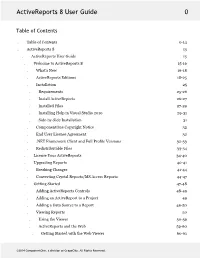 Activereports 8 User Guide 0