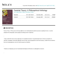 Feminist Theory: a Philosophical Anthology Ann Cudd (Editor), Robin Andreasen (Editor)