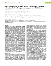 Green Open Access in Computer Science – an Exploratory Study on Author-Based Self-Archiving Awareness, Practice, and Inhibitors Daniel Graziotin*