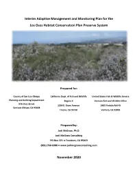 Interim Adaptive Management and Monitoring Plan for the Los Osos Habitat Conservation Plan Preserve System