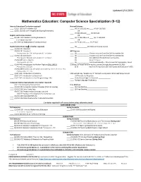 Mathematics Education: Computer Science Specialization (9-12)