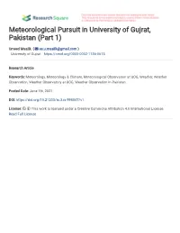 Meteorological Pursuit in University of Gujrat, Pakistan (Part 1)