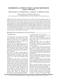 Experimental Studies on Grey Cast Iron Reinforced Aa6061 Composite
