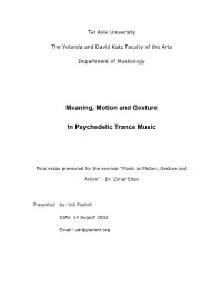Motion and Gesture in Trance Music