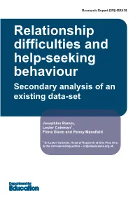 Relationship Difficulties and Help-Seeking Behaviour Secondary Analysis of an Existing Data-Set