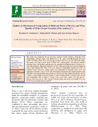 Studies on Biochemical Composition of Different Parts of Berries and Wine Quality of Wine Grape Varieties (Vitis Vinifera L.)