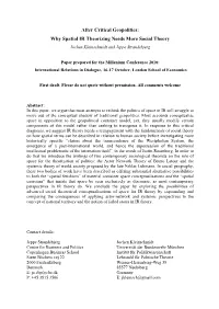 After Critical Geopolitics: Why Spatial IR Theorizing Needs More Social Theory Jochen Kleinschmidt and Jeppe Strandsbjerg