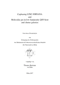 Cophasing LINC-NIRVANA and Molecular Gas in Low-Luminosity QSO Host and Cluster Galaxies