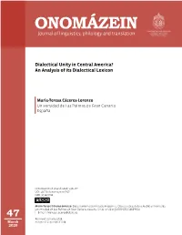 Dialectical Unity in Central America? an Analysis of Its Dialectical Lexicon