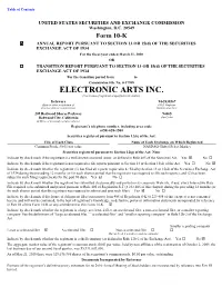 ELECTRONIC ARTS INC. (Exact Name of Registrant As Specified in Its Charter)