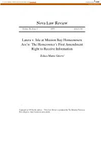 Latera V. Isle at Mission Bay Homeowners Ass'n: the Homeowner's F Latera V
