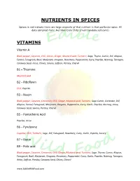 Nutrients in Spices
