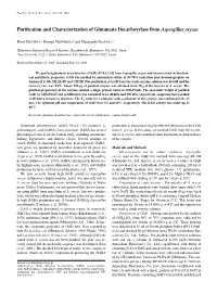 Purification and Characterization of Glutamate Decarboxylase