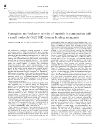 Synergistic Anti-Leukemic Activity of Imatinib in Combination with a Small Molecule Grb2 SH2 Domain Binding Antagonist