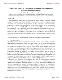 Effective Distributed Pair Programming in Academic Environment Using Association Rule Based Approach International Journal of Re
