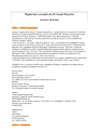 Règlement Complet De 4G Quest Mayotte Version Android