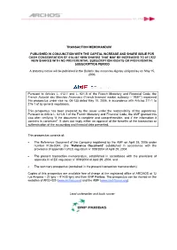 Transaction Memorandum