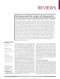 Archaea and the Origin of Eukaryotes