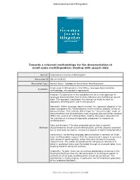 For Peer Review Towards a Coherent Methodology for the Documentation of Small-Scale Multilingualism: Dealing with Speech Data