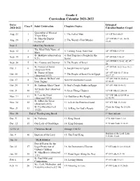 Grade 4 Curriculum Calendar 2021-2022