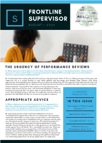 August 2020 Frontline Supervisor