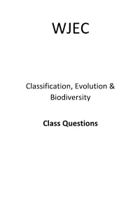 Classification, Evolution & Biodiversity Class Questions