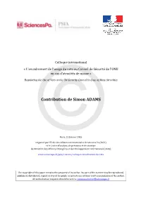 Contribution De Simon ADAMS