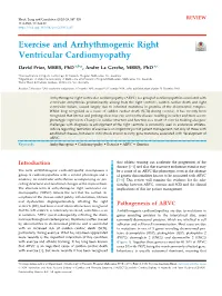 Exercise and Arrhythmogenic Right Ventricular Cardiomyopathy