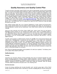 Quality Assurance and Quality Control Plan