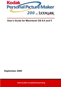 September 2000 User's Guide for Macintosh OS